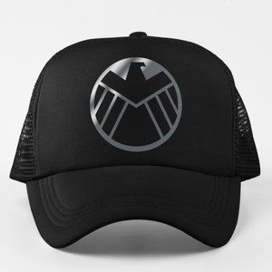 NEW SHIELD Agent Silver Logo Foam Trucker Mesh Snapback Hat BLACK